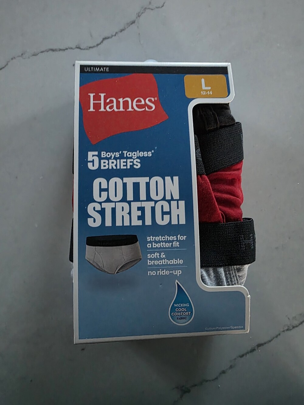 Hanes Boys' Cotton Stretch Briefs Pack - Red, Black & Gray
